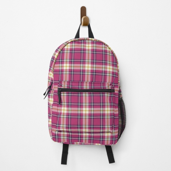 Hot Pink and Navy Blue Plaid Backpack