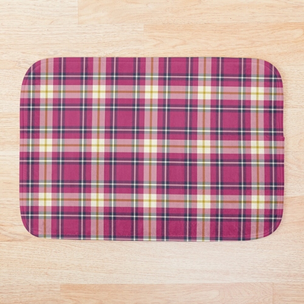 Hot pink and navy blue plaid floor mat