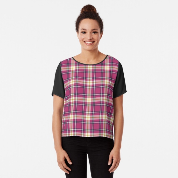 Hot Pink and Navy Blue Plaid Top