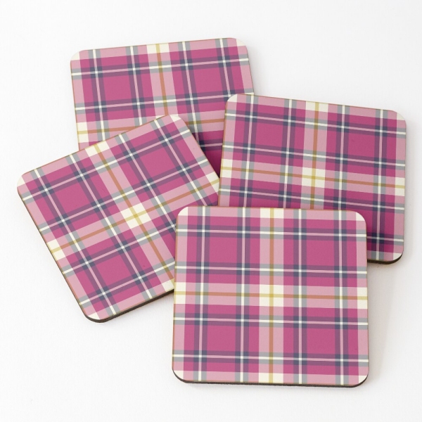 Hot Pink and Navy Blue Plaid Coasters