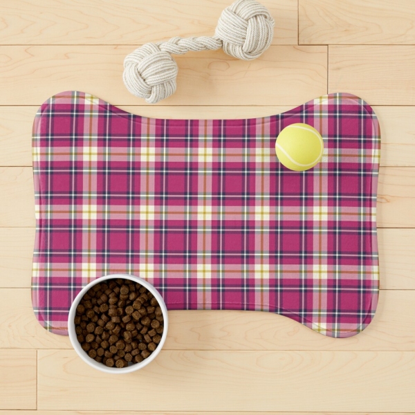 Hot pink and navy blue plaid pet mat