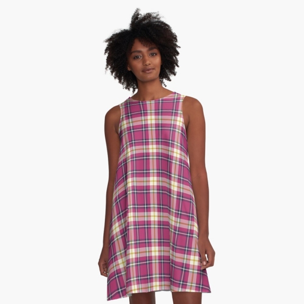 Hot Pink and Navy Blue Plaid Dress