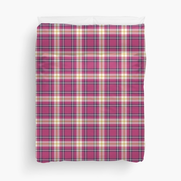 Hot pink and navy blue plaid duvet cover