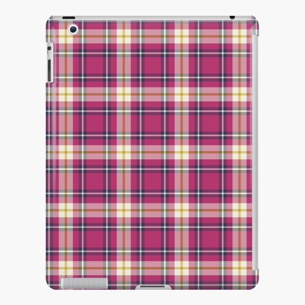 Hot pink and navy blue plaid iPad case