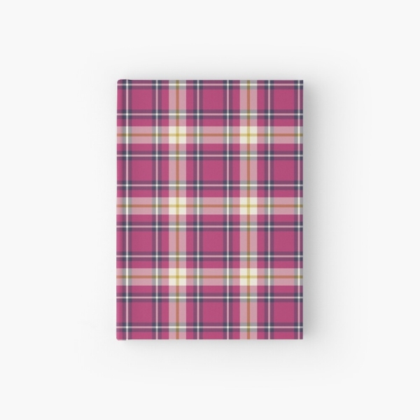 Hot pink and navy blue plaid hardcover journal