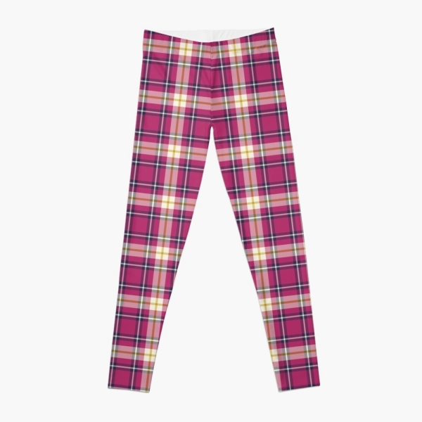 Hot pink and navy blue plaid leggings