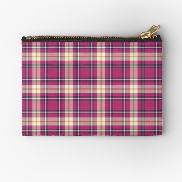 Hot pink and navy blue plaid accessory bag