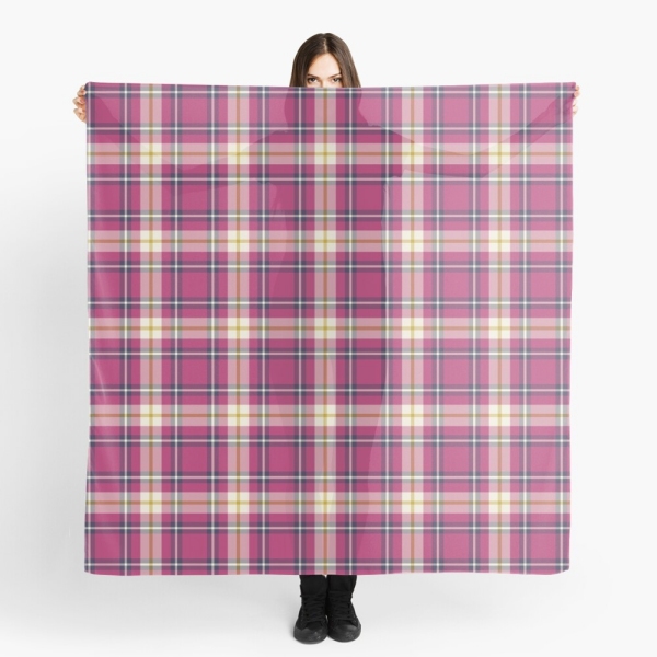 Hot pink and navy blue plaid scarf