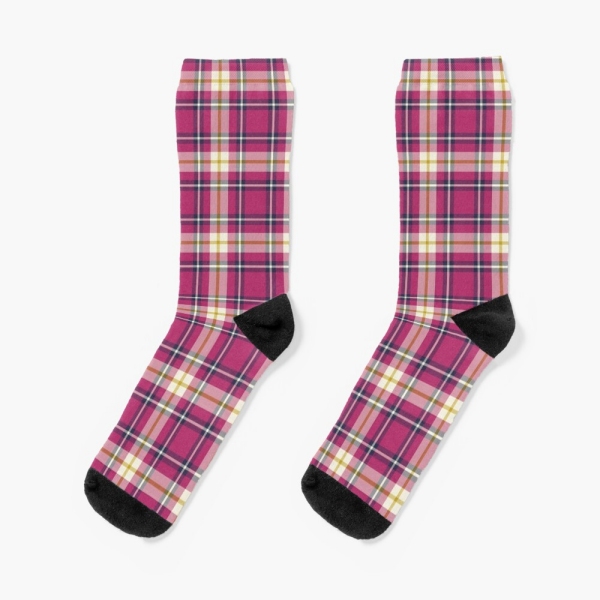 Hot Pink and Navy Blue Plaid Socks
