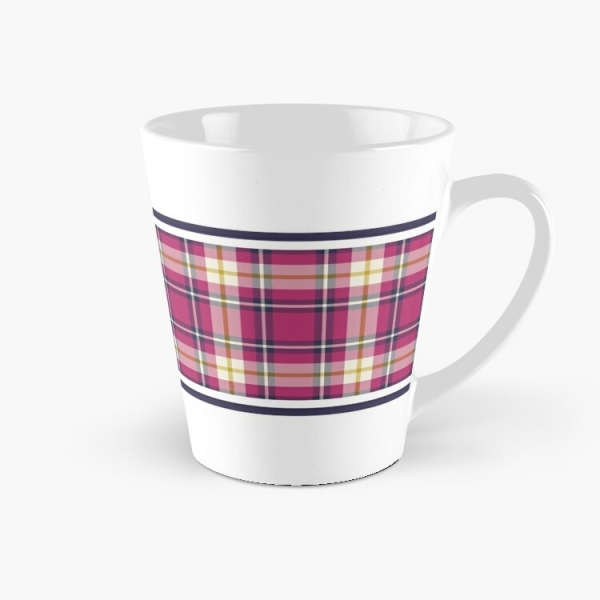 Hot pink and navy blue plaid tall mug