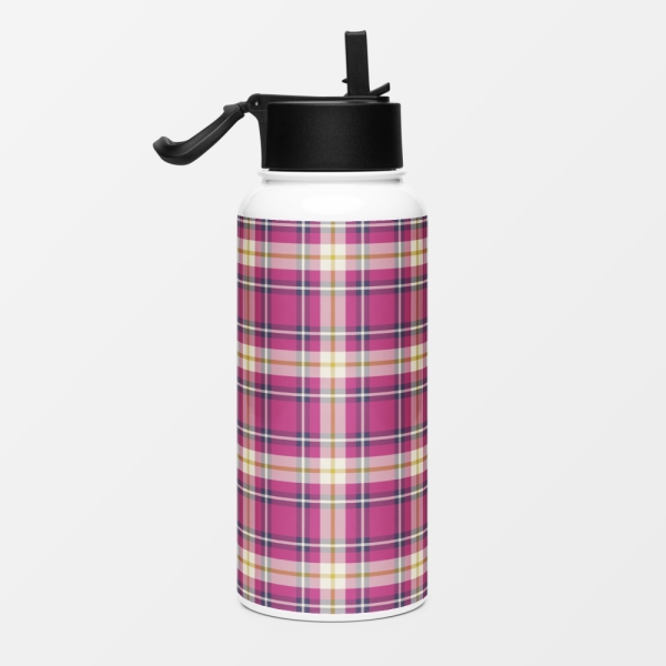 Hot pink and navy blue plaid water jug