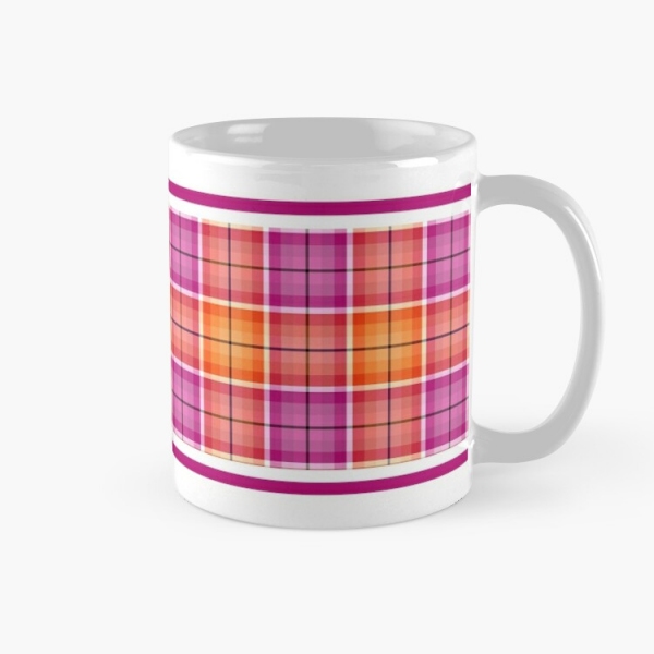 Bright orange and pink plaid classic mug