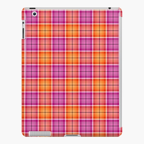 Bright orange and pink plaid iPad case