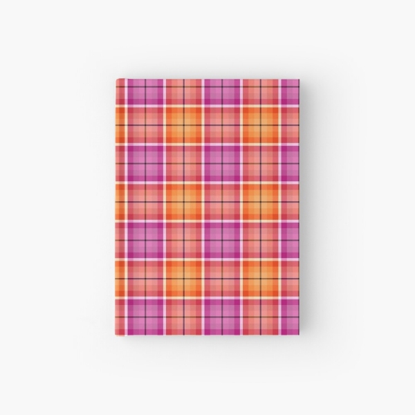 Bright orange and pink plaid hardcover journal