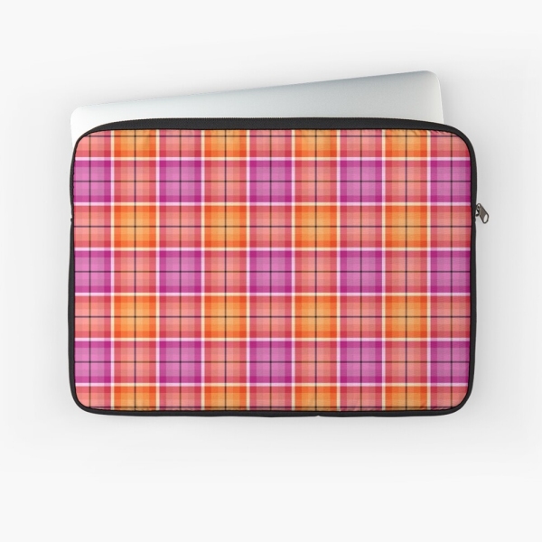 Bright Orange and Pink Plaid Laptop Case