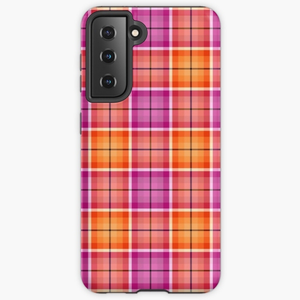 Bright orange and pink plaid Samsung Galaxy case