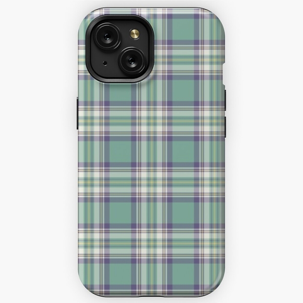 Light green, purple, and yellow plaid iPhone case