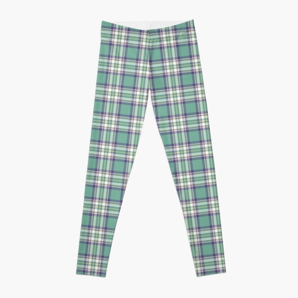 Light green, purple, and yellow plaid leggings