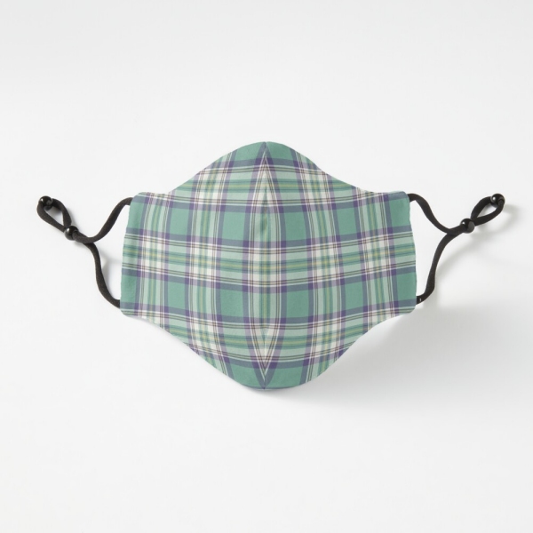 Light green, purple, and yellow plaid fitted face mask