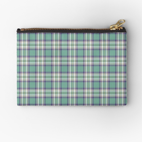 Light green, purple, and yellow plaid accessory bag