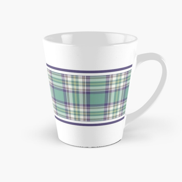 Light green, purple, and yellow plaid tall mug