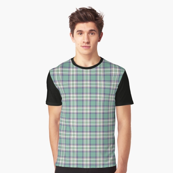 Light green, purple, and yellow plaid tee shirt