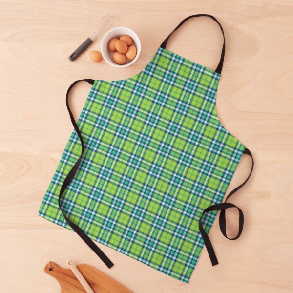 Lime Green and Turquoise Plaid Apron