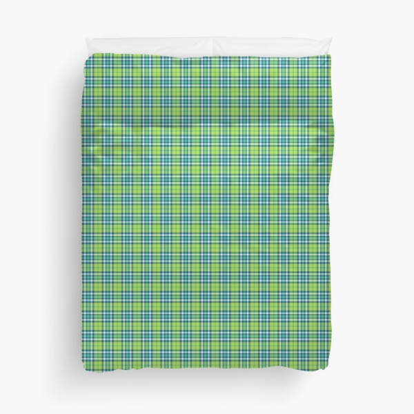 Lime green and turquoise plaid duvet cover