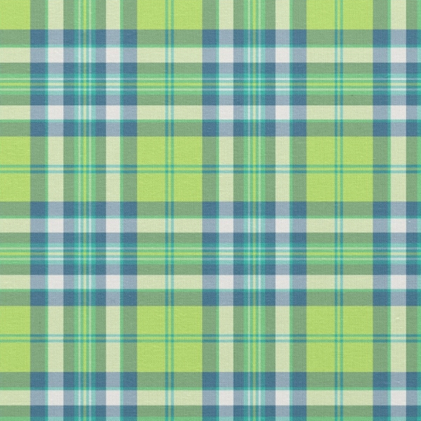 Lime Green and Turquoise Plaid Fabric