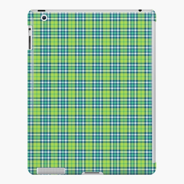 Lime green and turquoise plaid iPad case