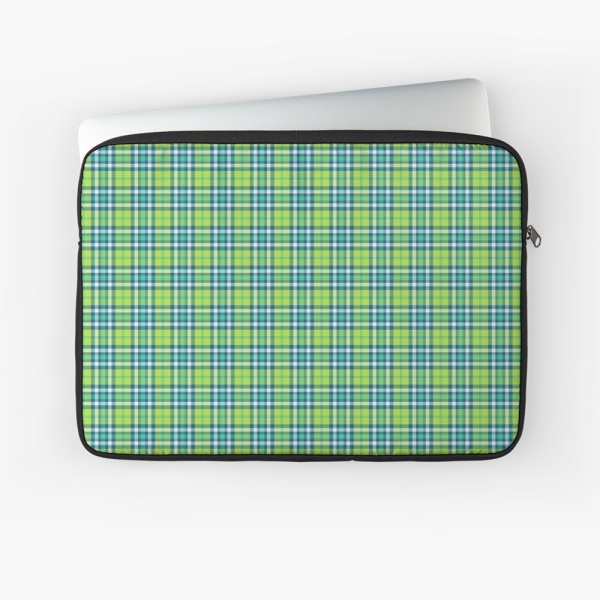 Lime Green and Turquoise Plaid Laptop Case