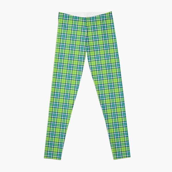 Lime green and turquoise plaid leggings