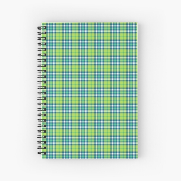 Lime Green and Turquoise Plaid Notebook