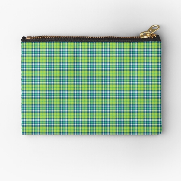 Lime green and turquoise plaid accessory bag