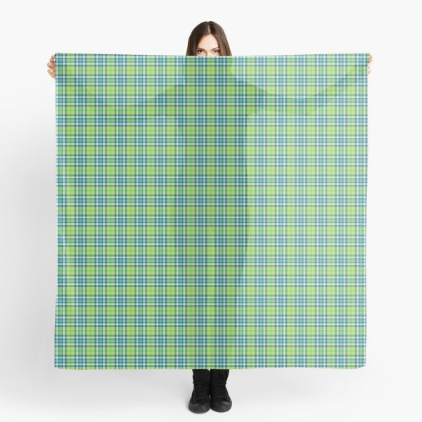 Lime green and turquoise plaid scarf