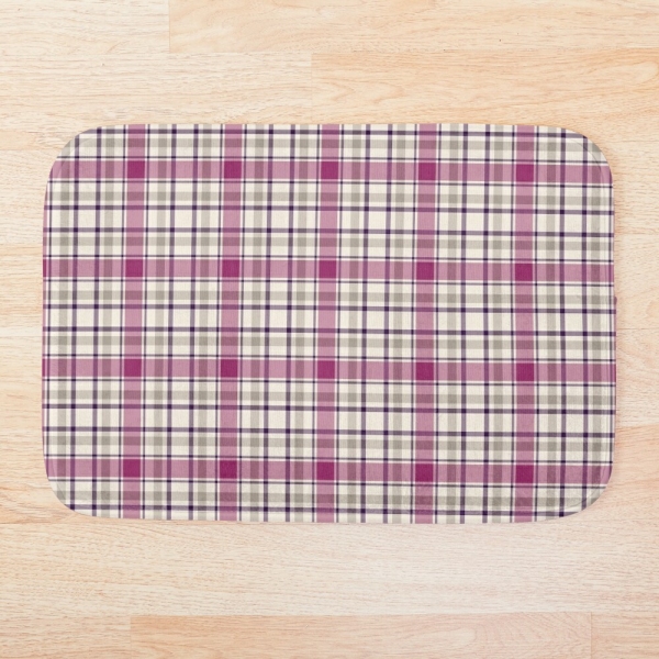 Magenta and gray plaid floor mat