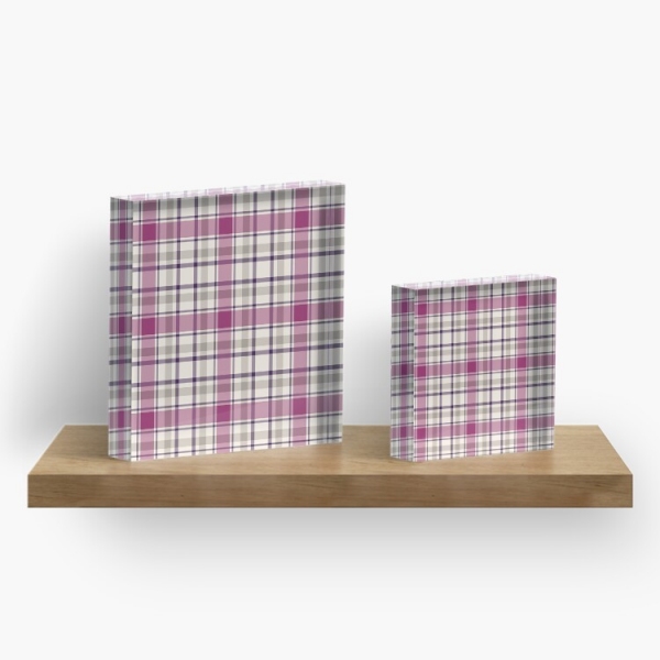 Magenta and gray plaid acrylic block