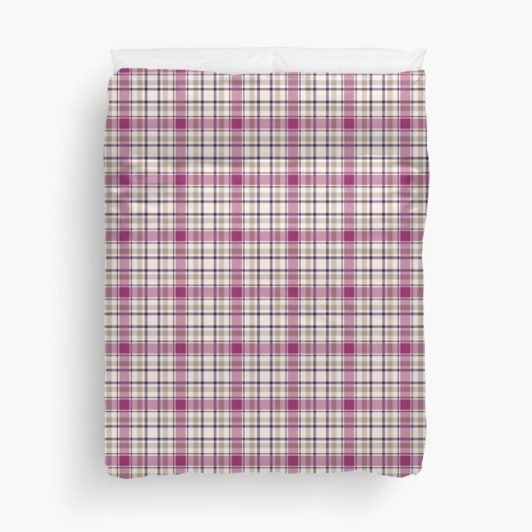 Magenta and gray plaid duvet cover