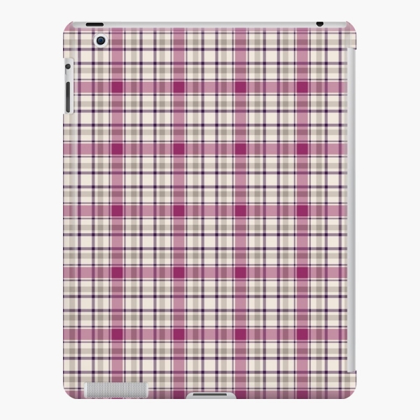 Magenta and gray plaid iPad case