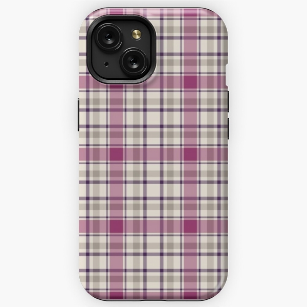 Magenta and gray plaid iPhone case