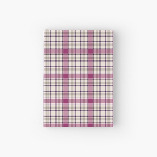 Magenta and gray plaid hardcover journal