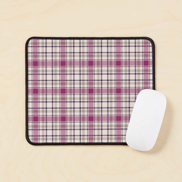 Magenta and gray plaid mouse pad