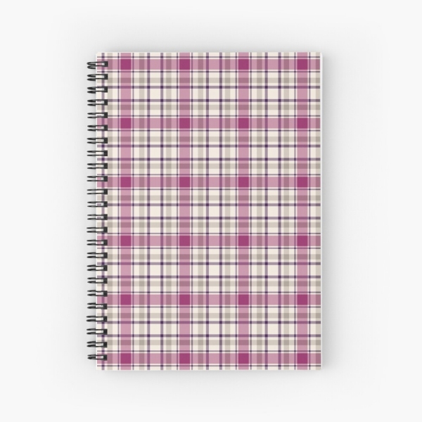 Magenta and Light Gray Plaid Notebook