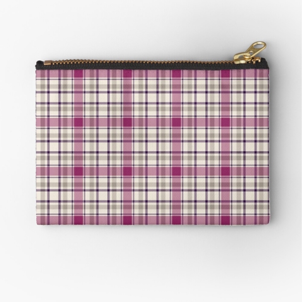 Magenta and gray plaid accessory bag