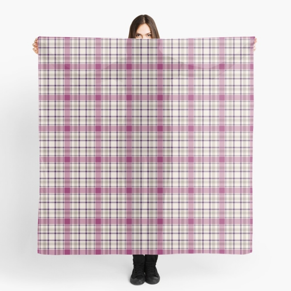 Magenta and gray plaid scarf