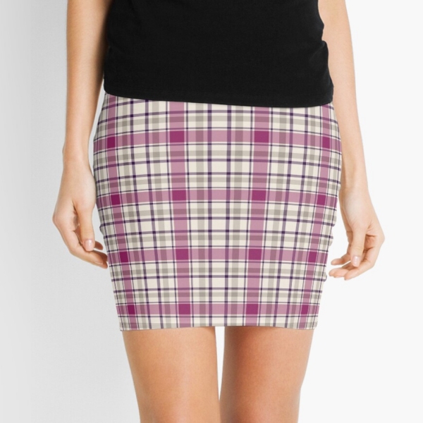 Magenta and gray plaid mini skirt