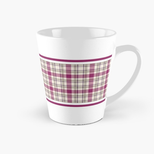 Magenta and gray plaid tall mug