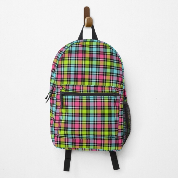 Neon Checkered Plaid Backpack