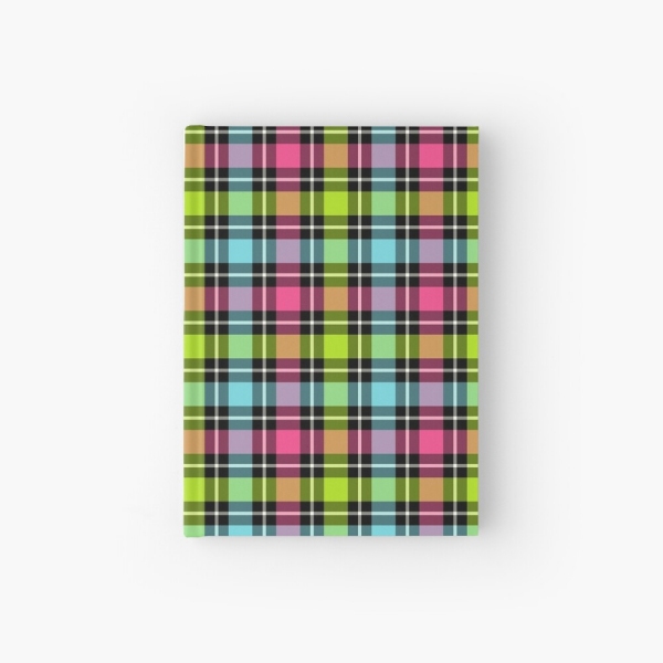 Neon checkered plaid hardcover journal