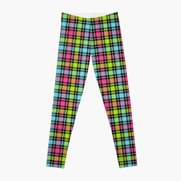 Neon checkered plaid leggings